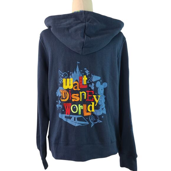 Disney World Parks Blue Red Yellow Zip Up Embroidered Hoodie Jacket XL - Picture 3 of 7
